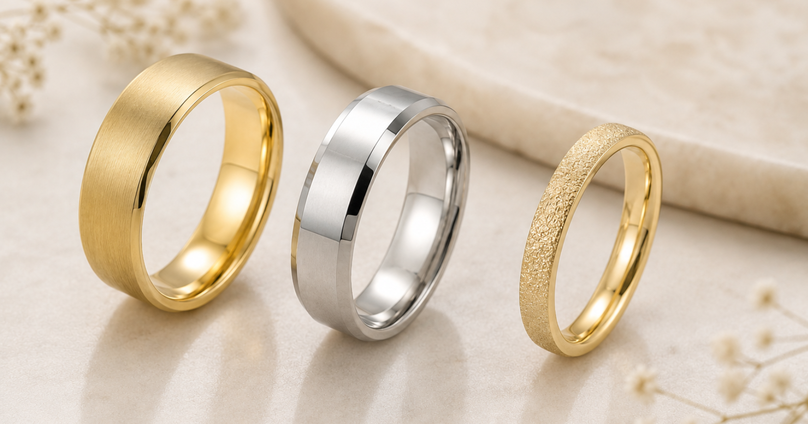 Diferentes acabados en argollas de matrimonio: ¿Cuál es el ideal para ustedes?