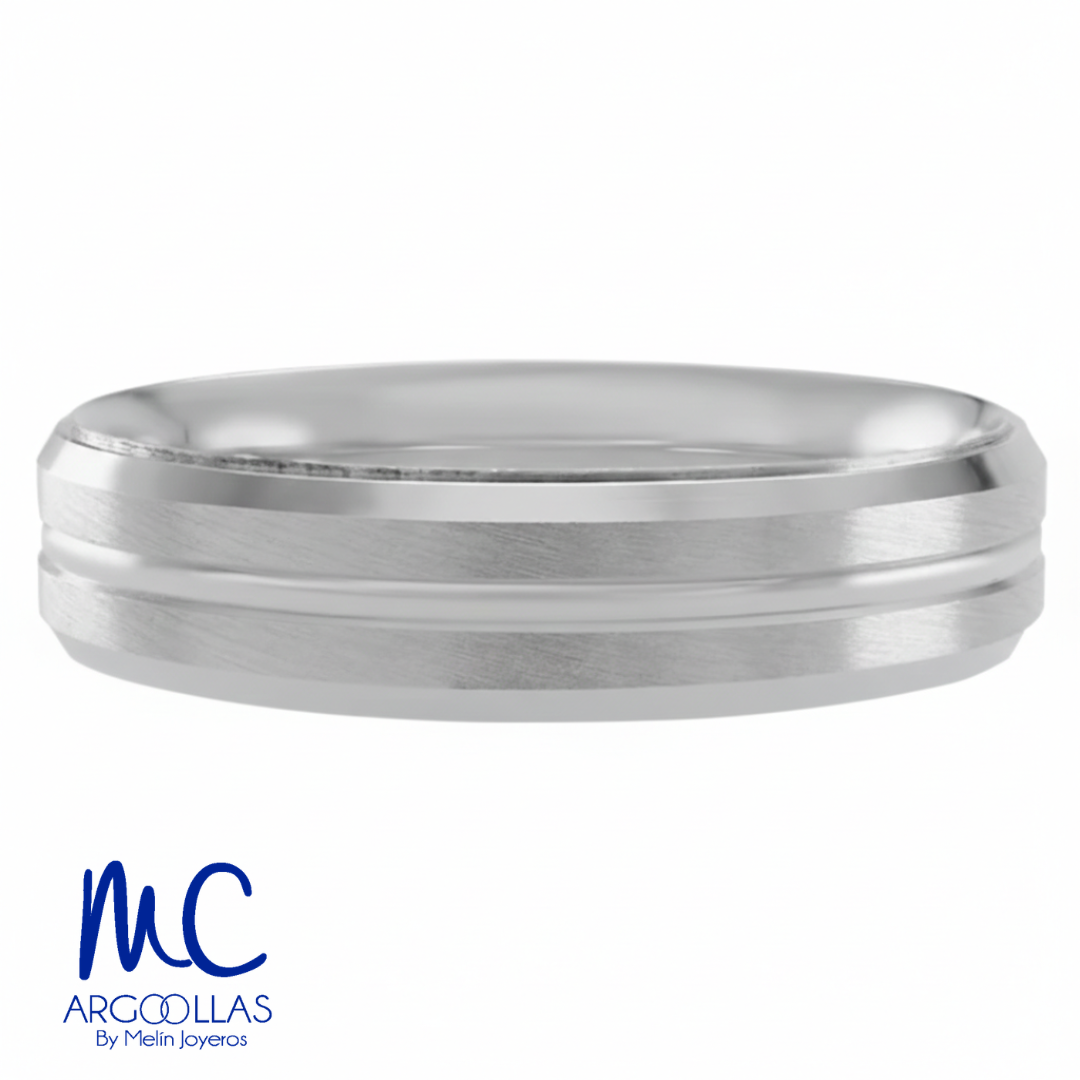 Argolla de matrimonio de oro blanco 10k y 14k · 5 mm · estilo recto · acabado mate
