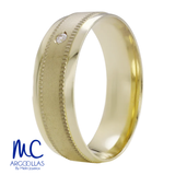 Argolla de matrimonio de oro amarillo 10k y 14k · 6 mm · estilo confort · acabado mate con piedra