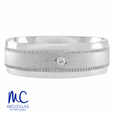 Argolla de matrimonio de oro amarillo 10k y 14k · 6 mm · estilo confort · acabado mate con piedra