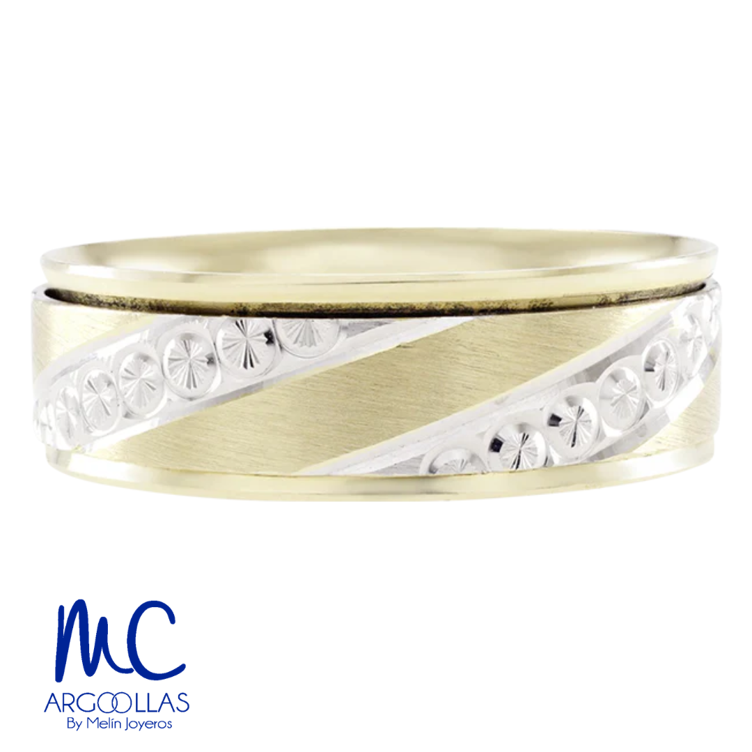 Argolla de matrimonio de oro combinado 10k y 14k · 6 mm · estilo recto · acabado lustre · modelo F50736