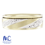 Argolla de matrimonio de oro combinado 10k y 14k · 6 mm · estilo recto · acabado lustre · modelo F50736