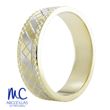 Argolla de matrimonio de oro combinado 10k y 14k · 6 mm · estilo recto · acabado mate · modelo F16686