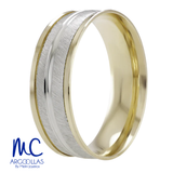Argolla de matrimonio de oro combinado 10k y 14k · 6 mm · estilo recto · acabado mate · modelo F08156M
