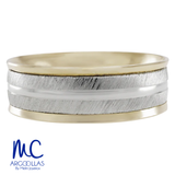 Argolla de matrimonio de oro combinado 10k y 14k · 6 mm · estilo recto · acabado mate · modelo F08156M