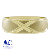 Argolla de matrimonio de oro amarillo 10k y 14k · 6 mm · estilo concavo · acabado labrado