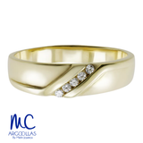 Argolla de matrimonio de oro amarillo 10k y 14k · 4 mm · estilo recto · acabado lustre con piedras · modelo F25164