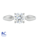 Anillo de compromiso de diamante de laboratorio 0.61 ct · corte redondo brillante · color D · claridad VVS2 · oro blanco 14k