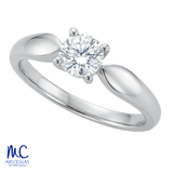 Anillo de compromiso de diamante de laboratorio 0.61 ct · corte redondo brillante · color D · claridad VVS2 · oro blanco 14k