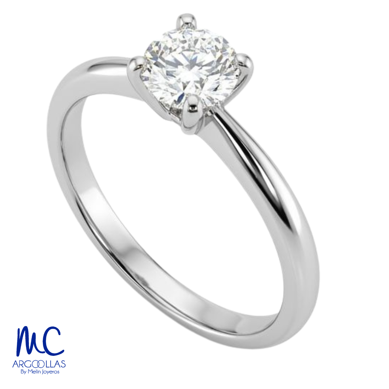 Anillo de compromiso de diamante de laboratorio 0.54 ct · corte redondo brillante · color D · claridad VVS2 · oro blanco 14k · modelo 688517605