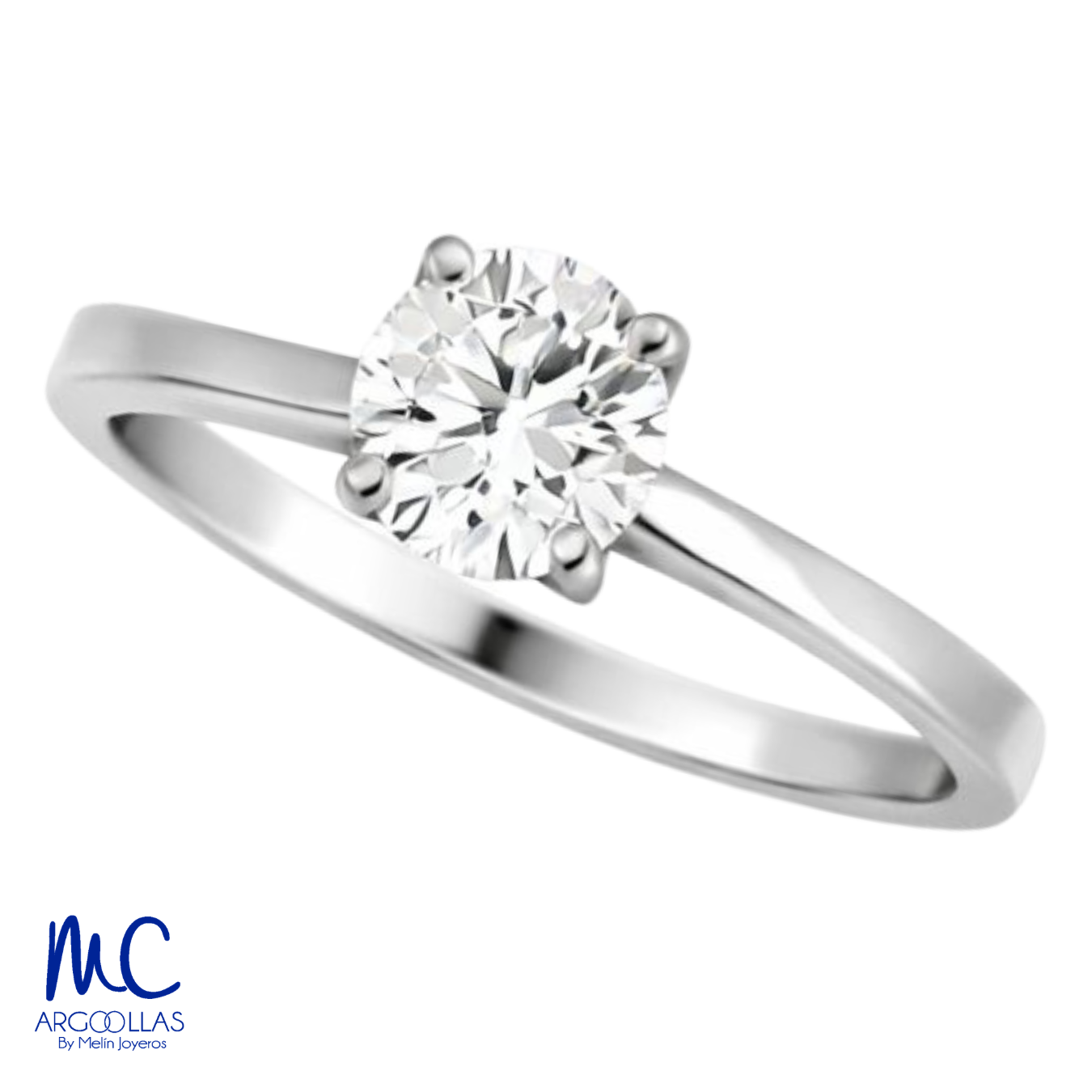 Anillo de compromiso de diamante de laboratorio 1.09 ct · corte redondo brillante · color D · claridad VVS2 · oro blanco 14k