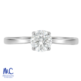 Anillo de compromiso de diamante de laboratorio 1.09 ct · corte redondo brillante · color D · claridad VVS2 · oro blanco 14k