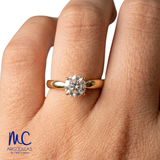 Anillo de compromiso de diamante de laboratorio 0.58 ct · corte redondo brillante · color D · claridad VVS2 · oro amarillo 14k