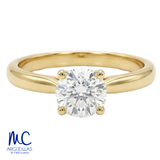 Anillo de compromiso de diamante de laboratorio 1.01 ct · corte redondo brillante · color F · claridad VVS2 · oro amarillo 14k