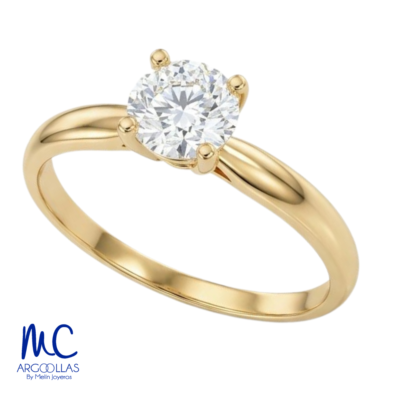 Anillo de compromiso de diamante de laboratorio 1.01 ct · corte redondo brillante · color F · claridad VVS2 · oro amarillo 14k