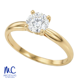 Anillo de compromiso de diamante de laboratorio 1.01 ct · corte redondo brillante · color F · claridad VVS2 · oro amarillo 14k