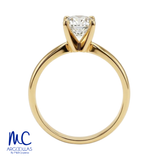 Anillo de compromiso de diamante de laboratorio 1.01 ct · corte redondo brillante · color F · claridad VVS2 · oro amarillo 14k