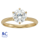 Anillo de compromiso de diamante de laboratorio 1.01 ct · corte redondo brillante · color D · claridad VVS2 · oro amarillo 14k