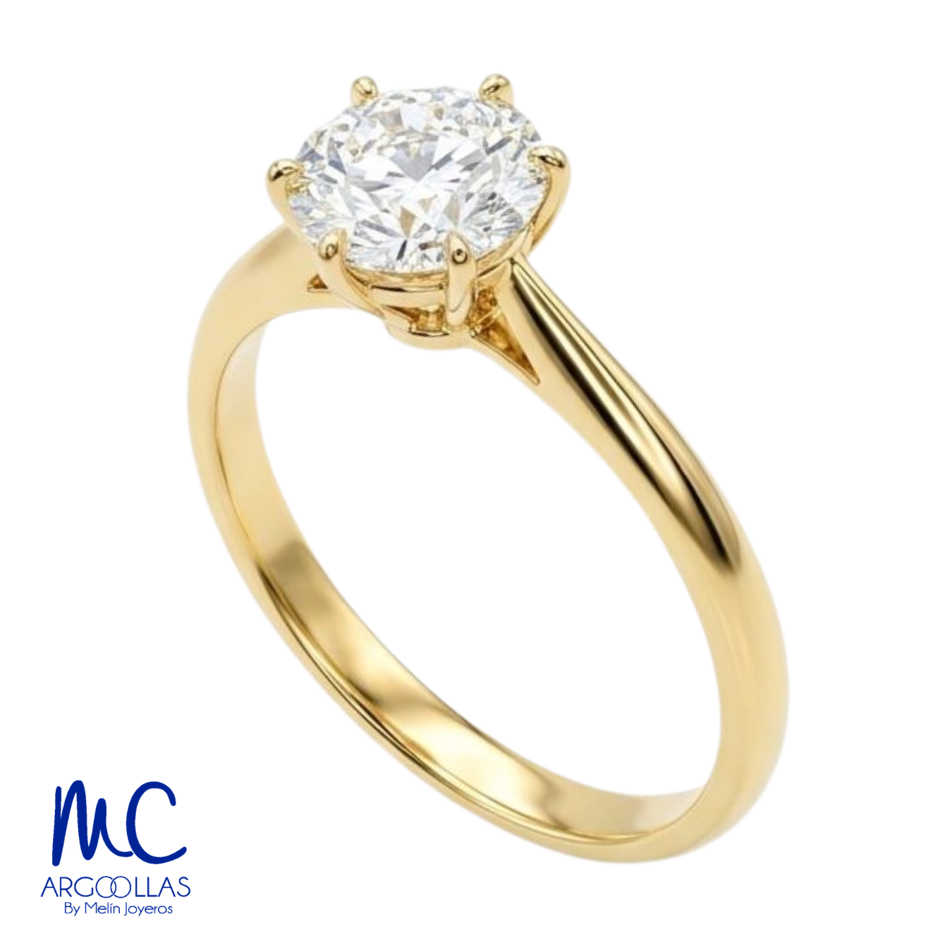 Anillo de compromiso de diamante de laboratorio 1.01 ct · corte redondo brillante · color D · claridad VVS2 · oro amarillo 14k