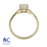 Anillo de compromiso de diamante de laboratorio 1.00 ct · corte redondo brillante · color D · claridad VVS2 · oro amarillo 14k