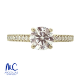 Anillo de compromiso de diamante de laboratorio 1.00 ct · corte redondo brillante · color D · claridad VVS2 · oro amarillo 14k