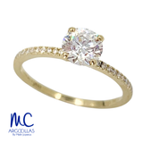 Anillo de compromiso de diamante de laboratorio 0.93 ct · corte redondo brillante · color D · claridad VVS2 · oro amarillo 14k