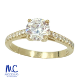 Anillo de compromiso de diamante de laboratorio 1.00 ct · corte redondo brillante · color D · claridad VVS2 · oro amarillo 14k
