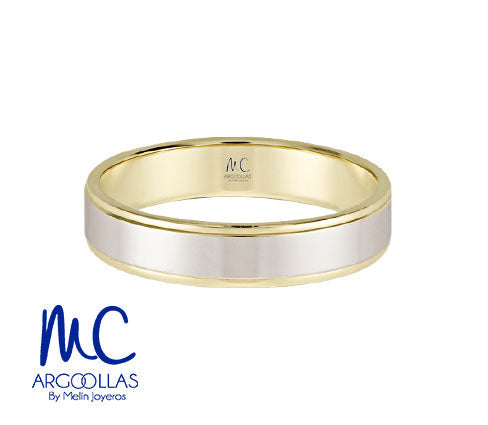 Argolla de matrimonio de oro combinado 14k · 4 mm · estilo recto · acabado lustre