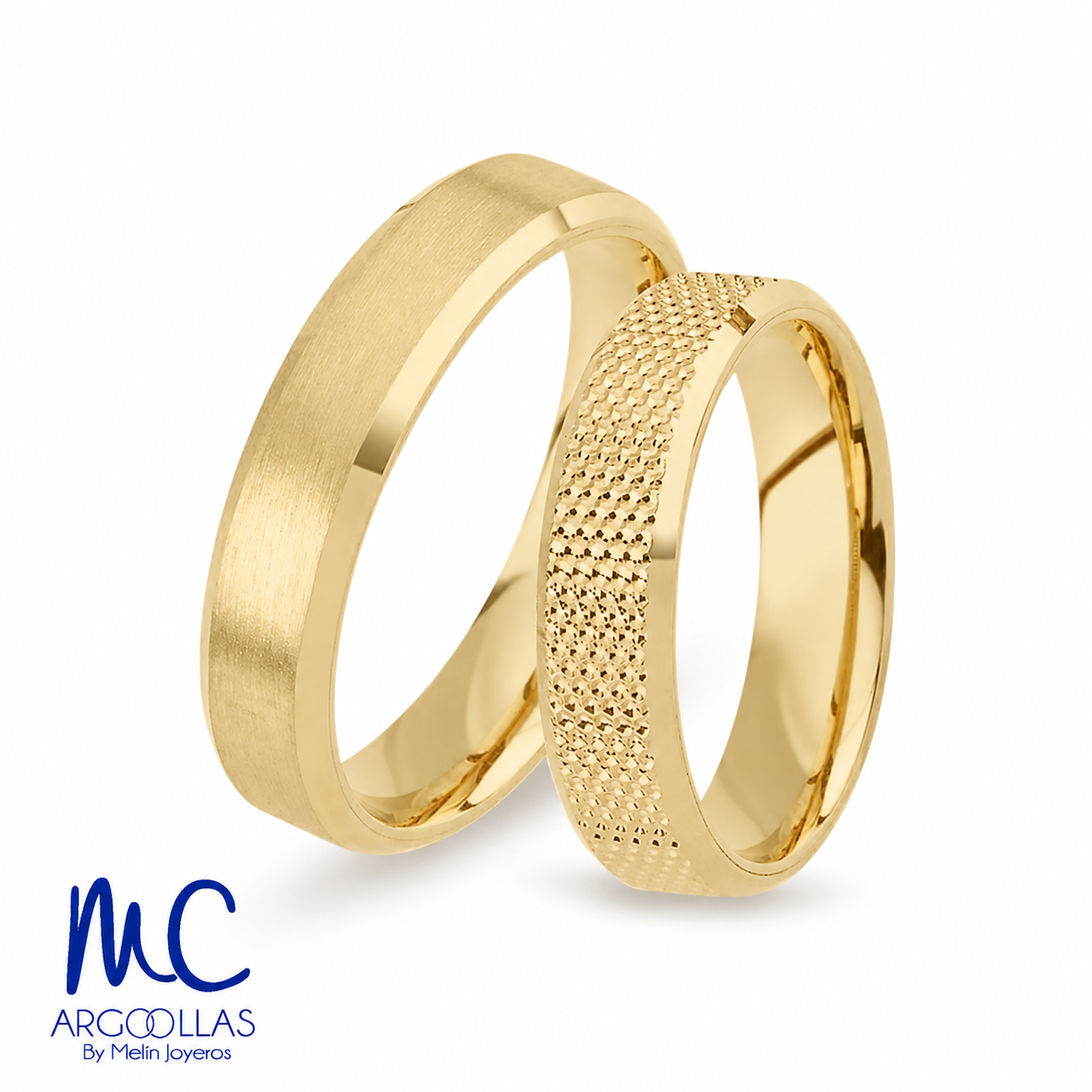 Set de argollas de matrimonio de oro amarillo 10k y 14k · modelo ARG-194 ARG-195