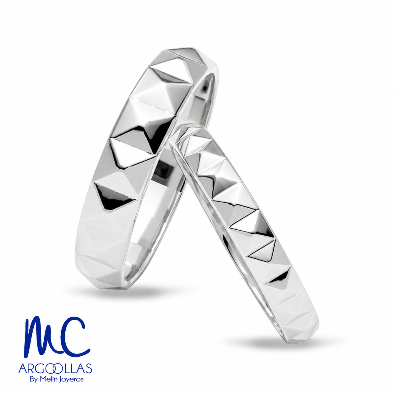 Set de argollas de matrimonio de oro blanco 10k y 14k · con diamante