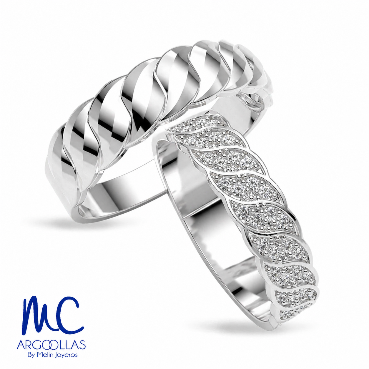 Set de argollas de matrimonio de oro amarillo 10k y 14k · con zirconia · modelo ARG-105B ARG-106B