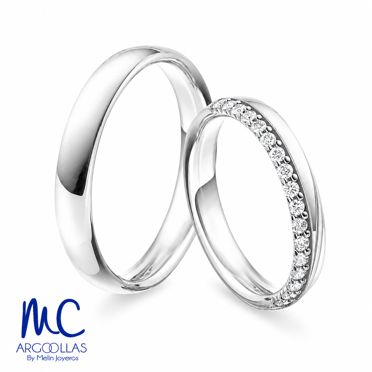 Set de argollas de matrimonio arg-gen-3b de oro blanco 10k y 14k · con zirconia
