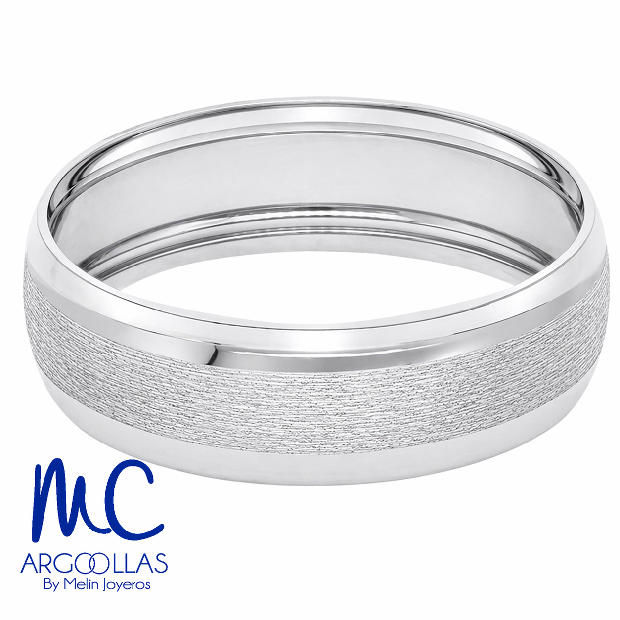 Argolla de matrimonio de oro blanco 10k y 14k · 6 mm · estilo confort · modelo F204016B