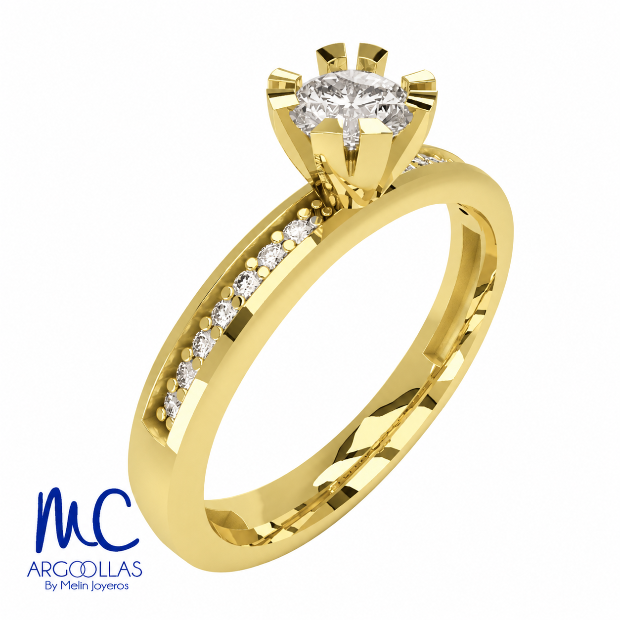 Anillo de compromiso de oro amarillo 10k y 14k · modelo HJ661