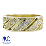 Argolla de matrimonio de oro amarillo 10k y 14k · 7 mm · estilo confort · acabado lustre con piedras