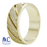 Argolla de matrimonio de oro amarillo 10k y 14k · 7 mm · estilo confort · acabado lustre con piedras