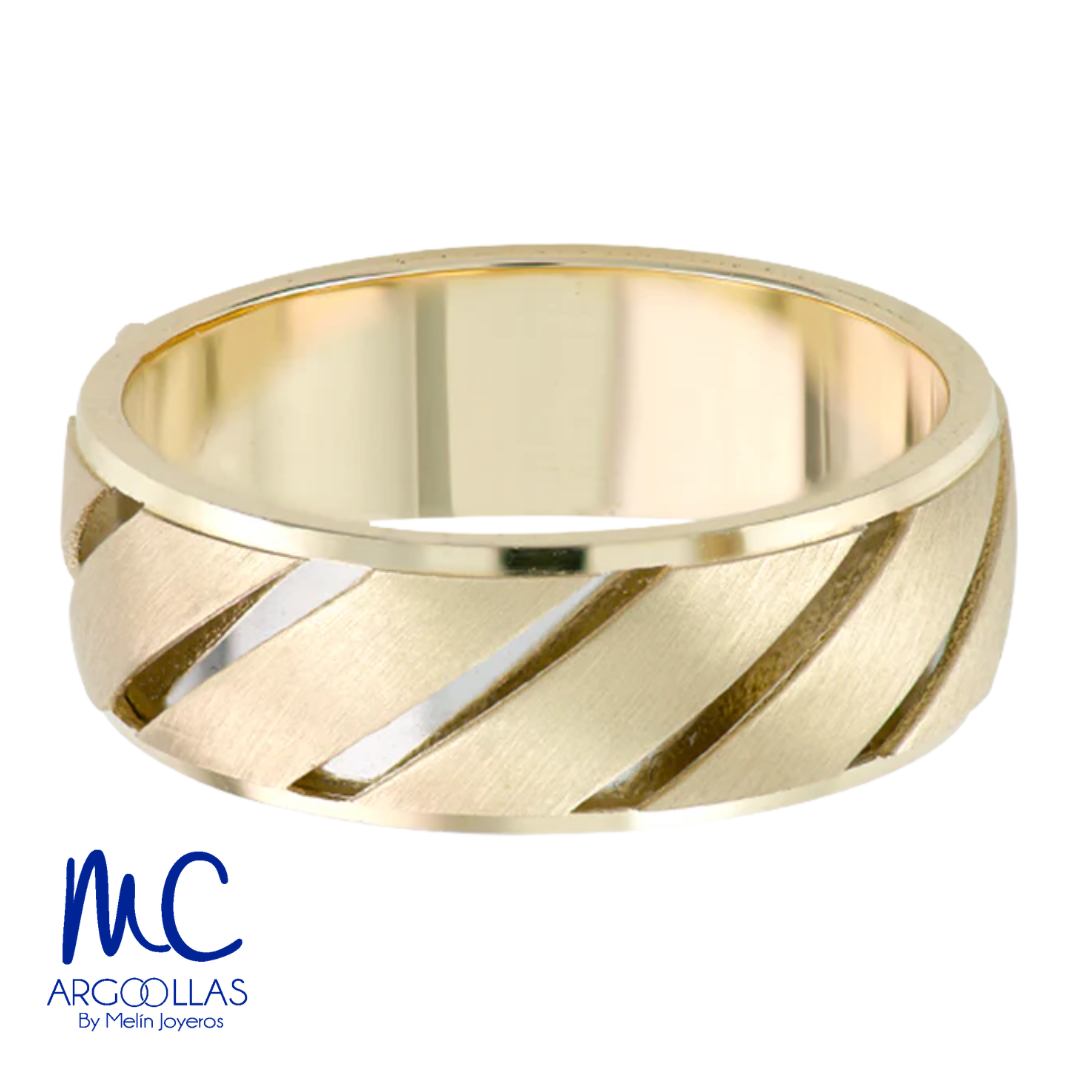 Argolla de matrimonio de oro amarillo 10k y 14k · 7 mm · estilo confort · acabado lustre