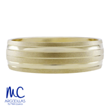Argolla de matrimonio de oro amarillo 14k · 6 mm · estilo confort · acabado labrado