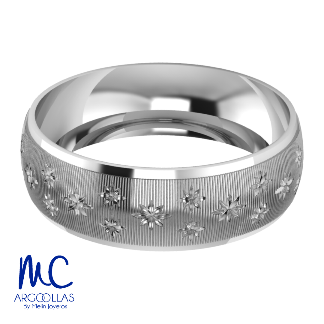 Argolla de matrimonio de oro blanco 10k · 6 mm · estilo concavo · modelo AU261-B