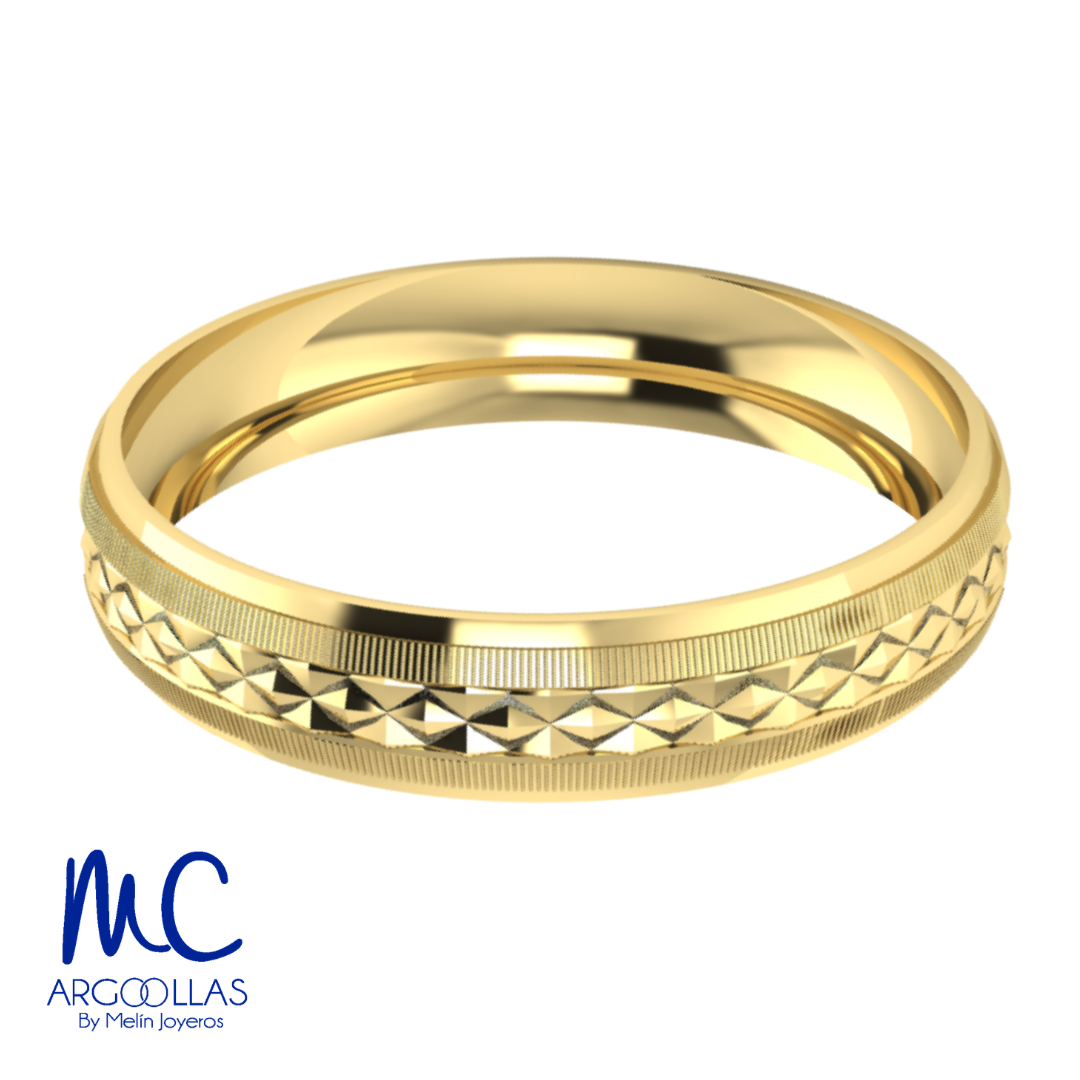 Argolla de matrimonio de oro amarillo 10k · 4 mm · estilo concavo · modelo AU109