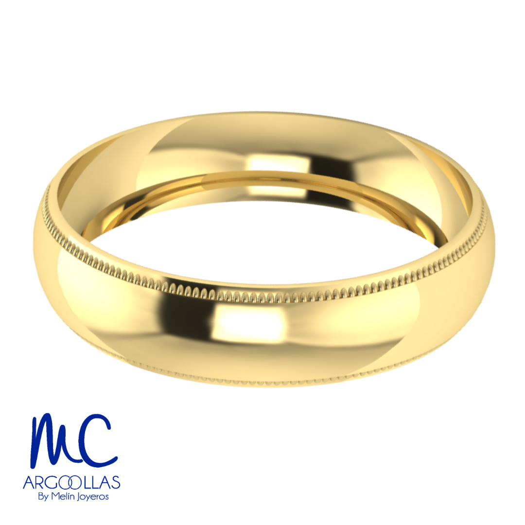 Argolla de matrimonio de oro amarillo 10k · 4 mm · estilo concavo · modelo AU111