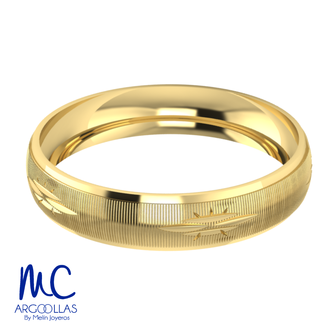 Argolla de matrimonio de oro amarillo 10k · 4 mm · estilo concavo · modelo AU113