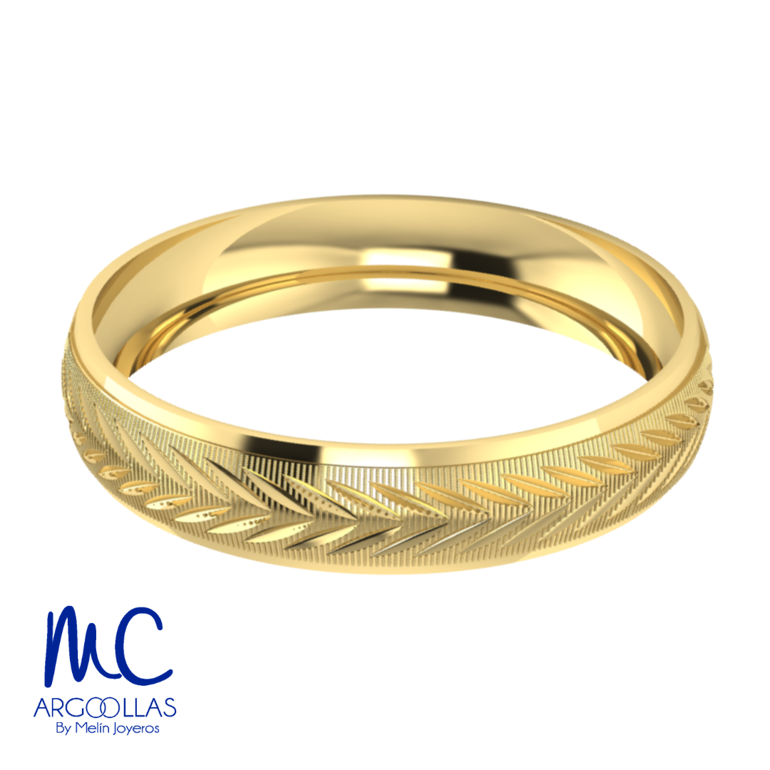 Argolla de matrimonio de oro amarillo 10k · 4 mm · estilo concavo · modelo AU125