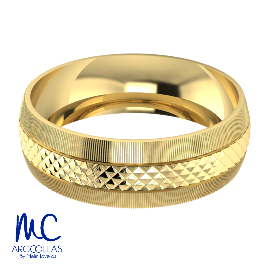 Argolla de matrimonio de oro amarillo 10k · 6 mm · estilo concavo · modelo AU150