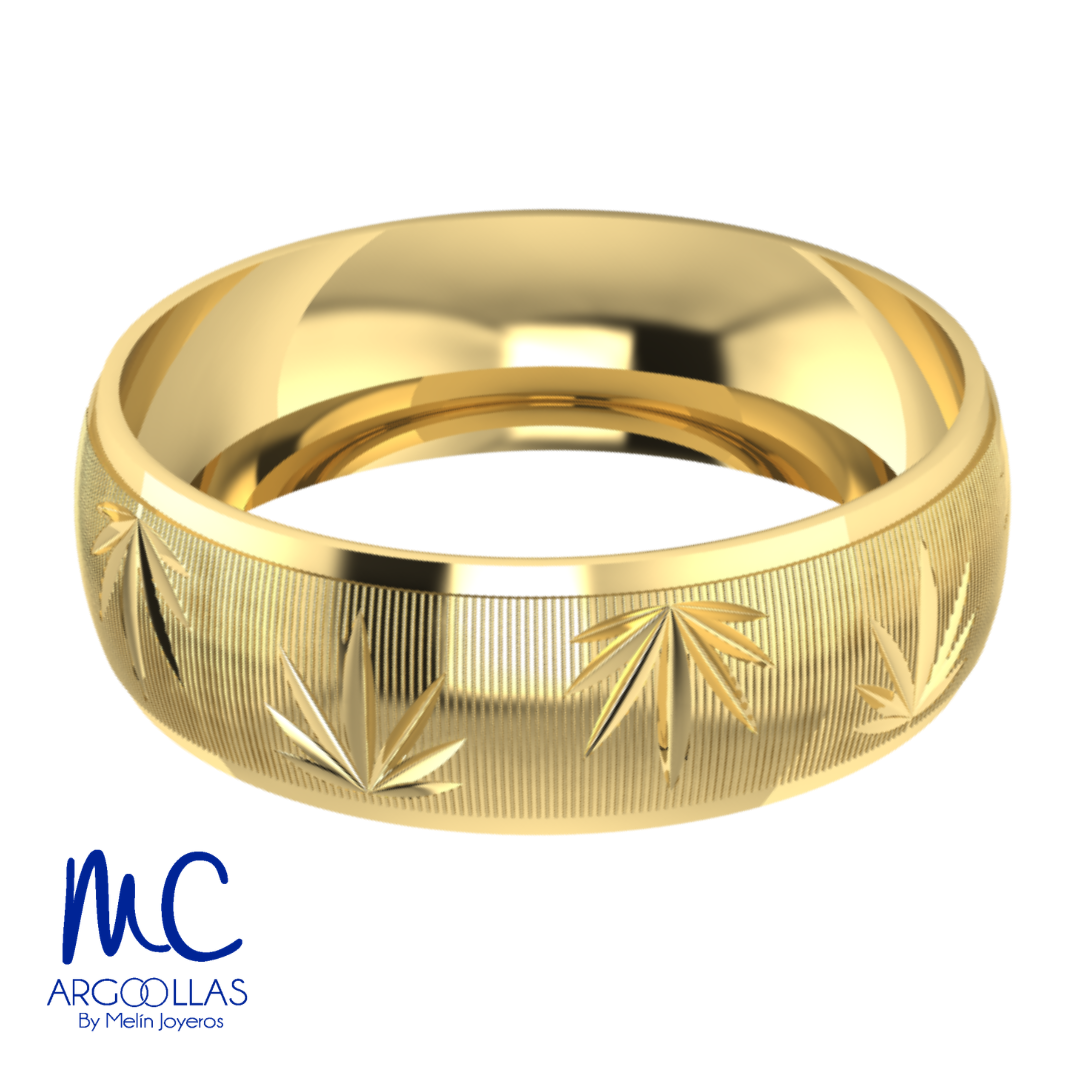 Argolla de matrimonio de oro amarillo 10k · 6 mm · estilo concavo · modelo AU156