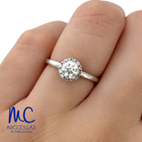 Anillo de compromiso de diamante de laboratorio 0.51 ct · corte redondo brillante · color D · claridad VVS2 · oro blanco 14k