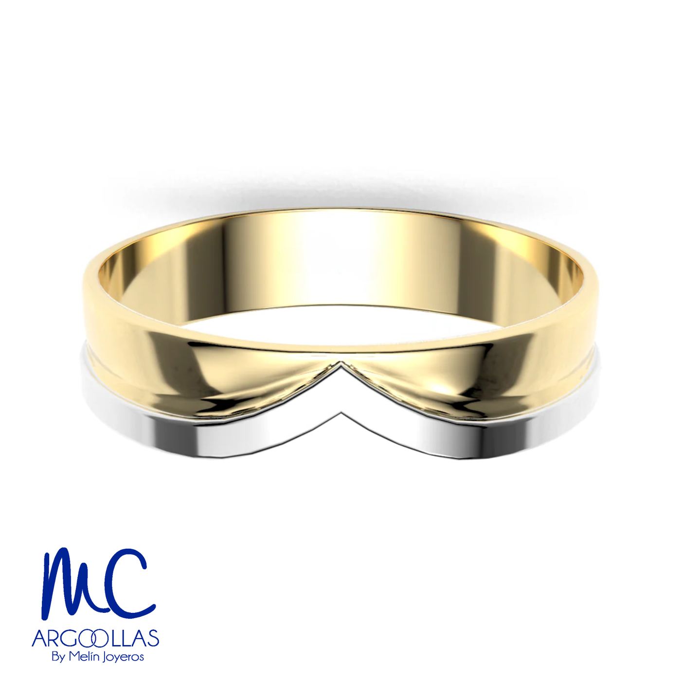 Argolla de matrimonio de oro combinado 10k y 14k · 5 mm · estilo recto · acabado liso