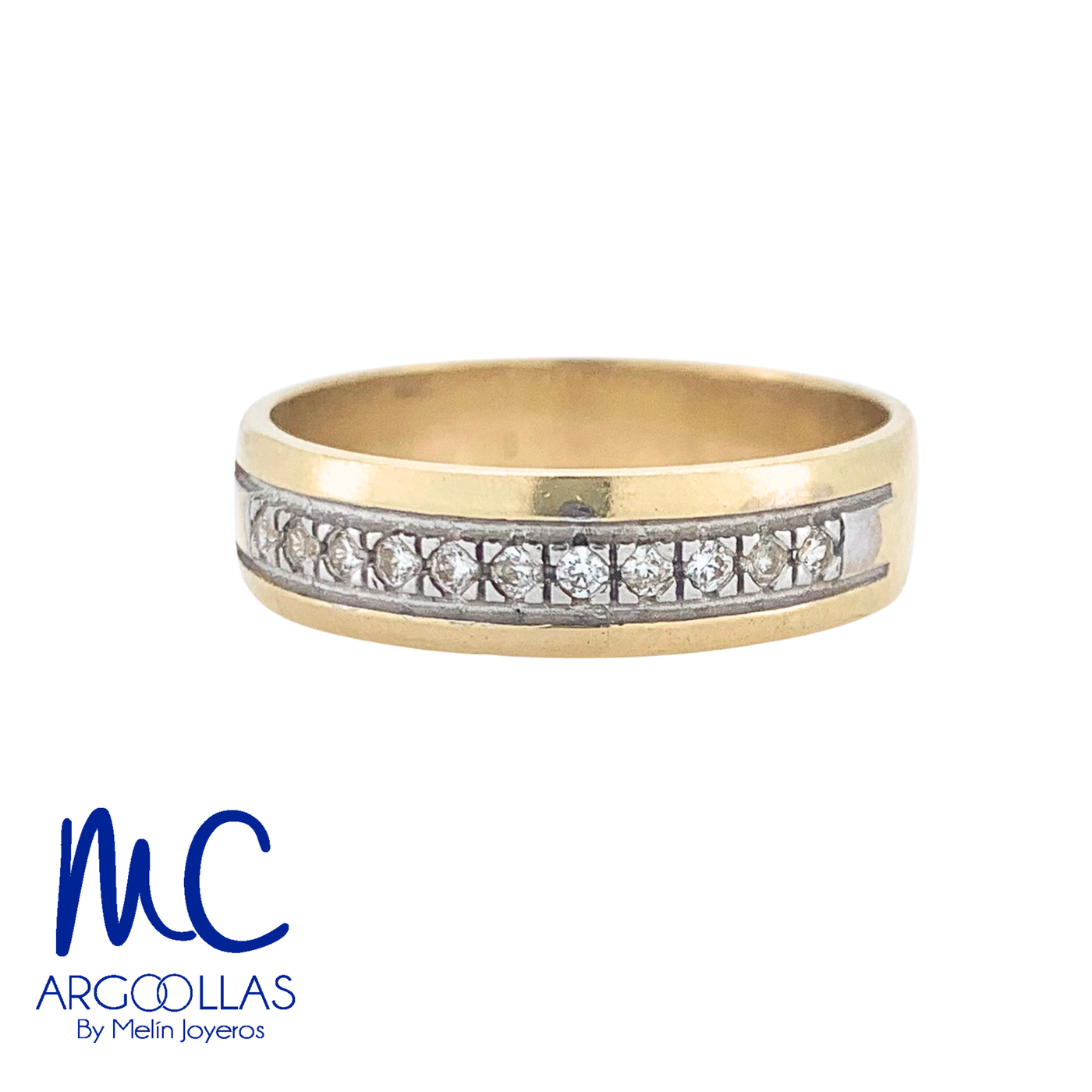 Argolla de matrimonio de oro amarillo 10k y 14k · 6 mm · estilo recta · con zirconia · modelo L1