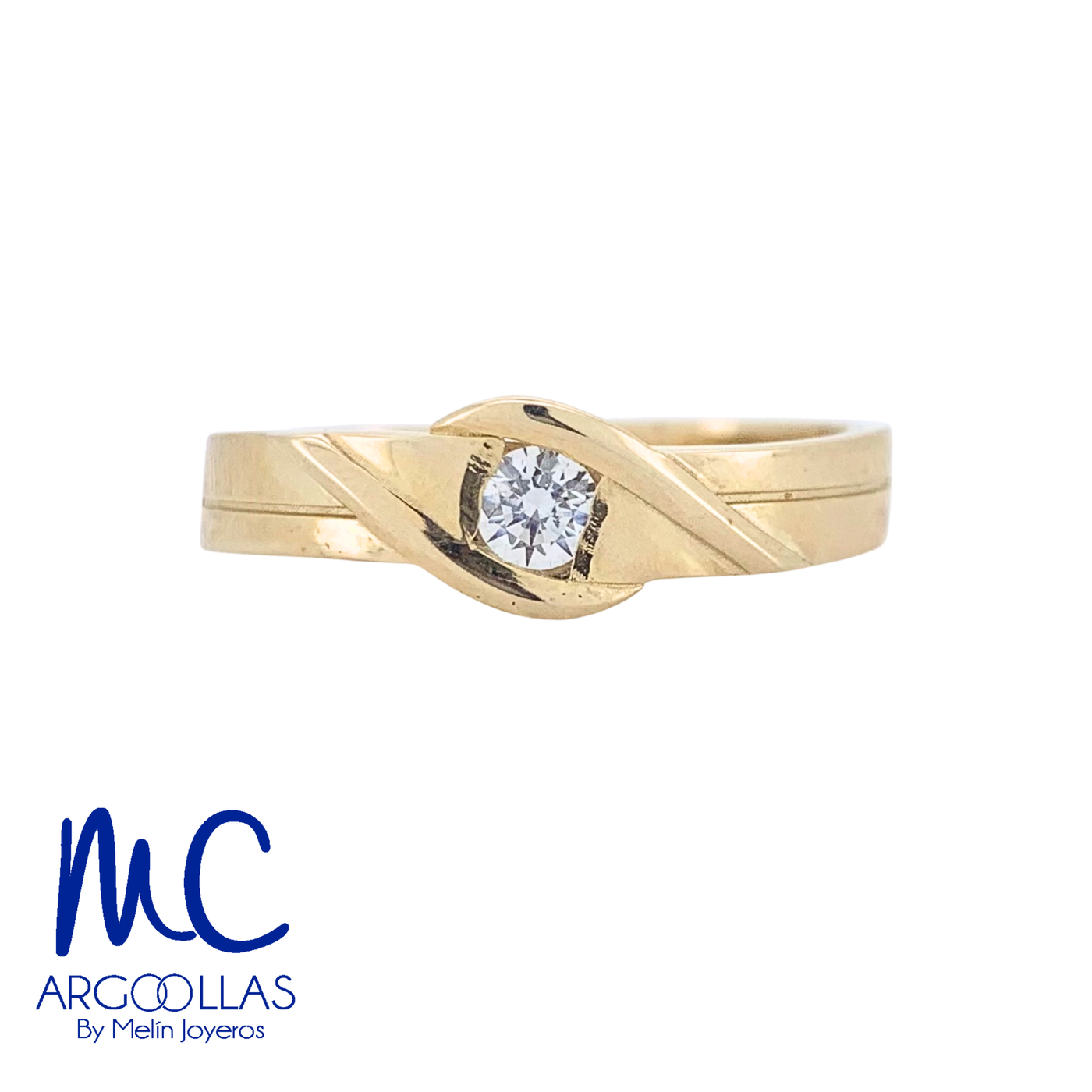 Argolla de matrimonio de oro amarillo 10k y 14k · 4 mm · estilo recto · acabado lustre con piedras · modelo 208896