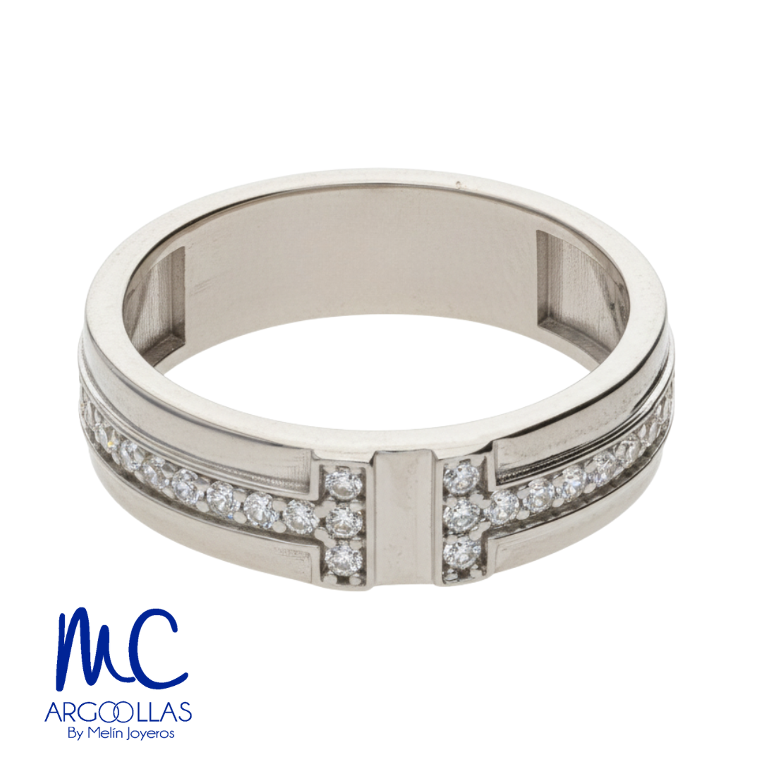 Argolla de matrimonio de oro blanco 10k y 14k · 5 mm · estilo recta